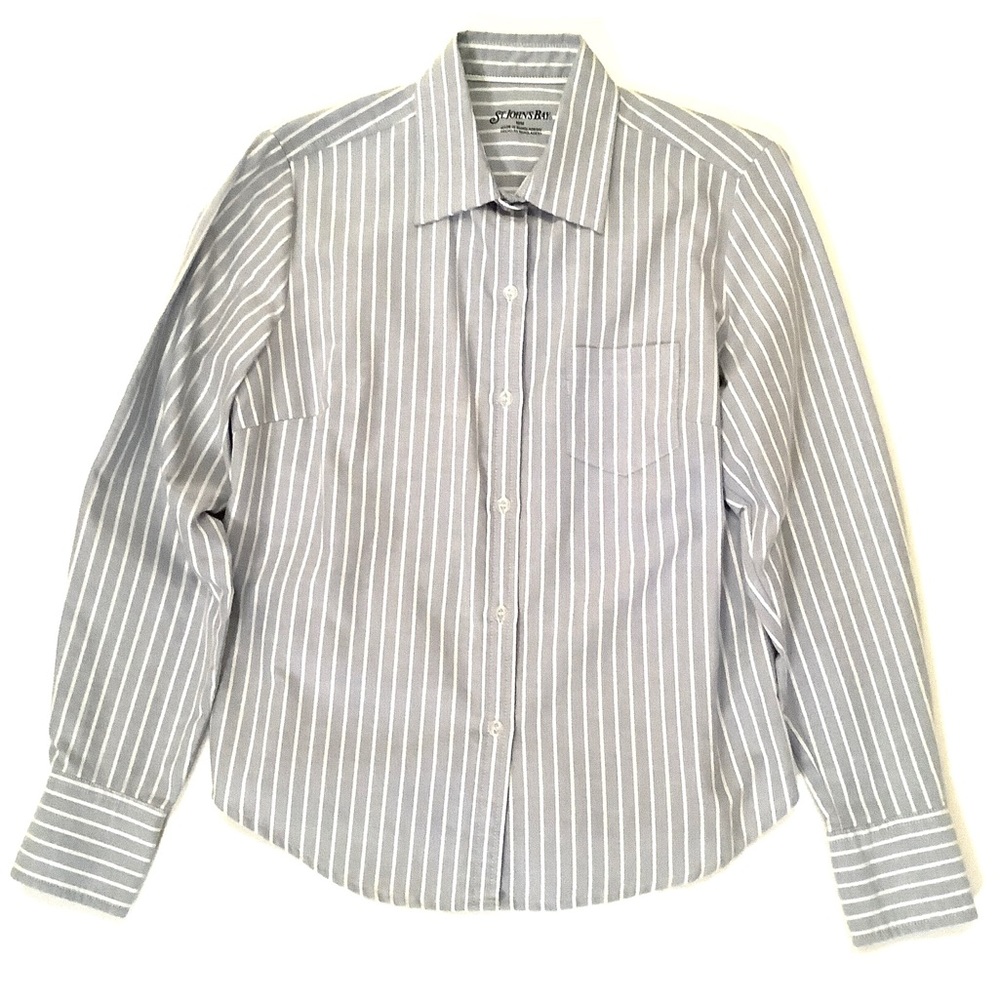 St. John’s Bay blue striped button down shirt top